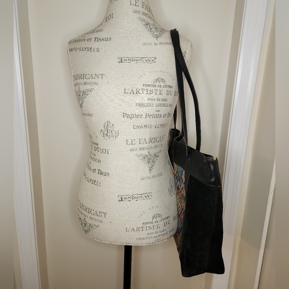 70s Kilim Leather Tote Carpetbag - Picture 4 of 12